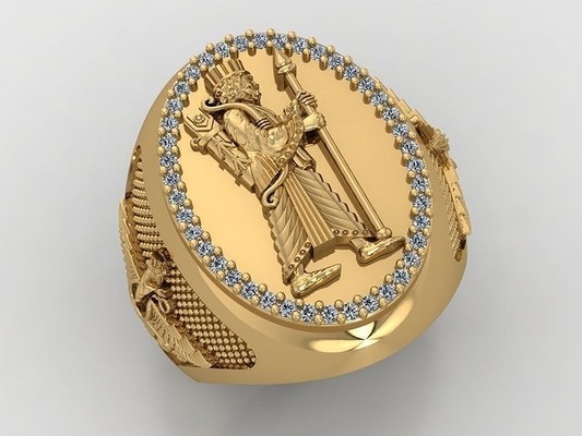 cyrus ring design gold luxus silber löwe sonne antiquität schmuck anhänger könig arianmehr druckbar zeichen iran qajar dynastie pahlavi forouhar ringe 3d print model - Mito3D