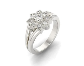 d 1027 platin takı değerli mücevher parlıyor lüks büyü kırat evlilik düğün gümüş altın yazdırılabilir parlak elmas yüzük nişan Solitaire yüzükler 3d print model - Mito3D