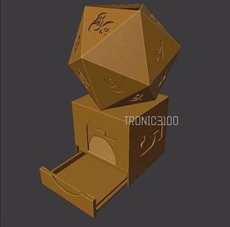 d20-d6 dragon dice tower storage compartment - easy print 3d dnd adnd rollpalying rpg wargame d20 tabletop games toys game accessories 3d print model - Mito3D