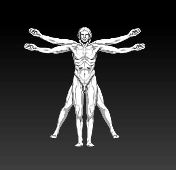 vinci vitruvian adam of matematik sembol gün tel kafes anatomi çapraz vücut maneviyat insan leonardo geometri roma büst mücevher takı klasik rönesans kolye yüzük gümüş yazdırılabilir sanat heykeller 3D print model - Mito3D