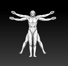 vinci vitruviano homem of matemática símbolo wireframe anatomia cruz corpo espiritualidade humano leonardo geometria romano fracasso jóia joalheria clássico renascimento pingente anel prata imprimível arte esculturas 3d print model - Mito3D