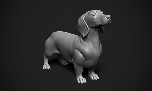 dachshund dog breed mammal pet small cute animal puppy greyhound beagle figurine sculpture statue art sculptures 3d print model - Mito3D