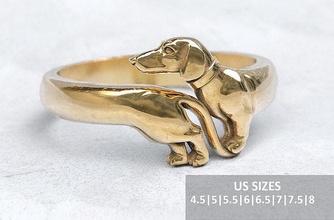 dachshund ring dog animal mammal pet puppy cute jewelry nature silver gold funny fox wolf hotdog etsy head paws printing rings 3d print model - Mito3D