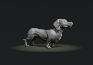 teckel sculpture chien race animal nature jouets 3d impression imprimable compagnie statue décoration jeux 3d print model - Mito3D