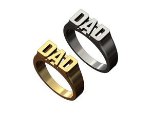 dad statement signet ring size 6 11 father jewelry printable gold silver sterling fashion jewellery luxury classic swag hiphop bling men rings 3d print model - Mito3D