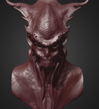 daemon busto 5 a arte monstro alien criatura do mal diabo escultura estátua besta lúcifer cabala satanás demônio esculturas 3d print model - Mito3D
