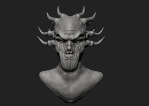 daemon büstü sanat canavar yaratık kötü şeytan lucifer heykel portre efsanevi heykeller 3d print model - Mito3D