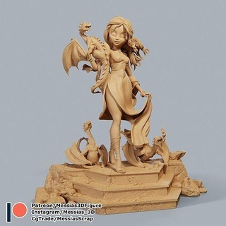 Daenerys Targaryen Kunst Frau Skulptur Drachen Fantasie Spiel Skulpturen 3d print model - Mito3D