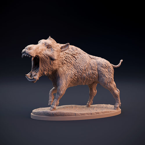 daeodon cehennem domuz hayvan canavar yaratık şekil gerçekçi heykel minyatür yırtıcı tarih öncesi dnd nesli tükenmiş miyosen entelodont domuzu oligosen sanat heykeller 3D print model - Mito3D