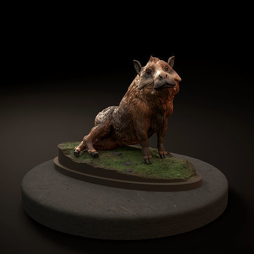 daeodon - hell pig resting animal beast creature figure monster realistic statue miniature predator prehistoric dnd boar extinct art sculptures 3D print model - Mito3D