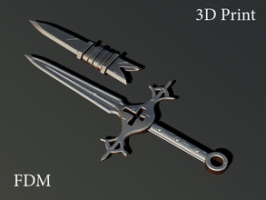 dagger sheath 3d print 3dprint highpoly zbrush fdm ender3 creality weapon sword blade cross jesus printable medieval games toys 3d print model - Mito3D