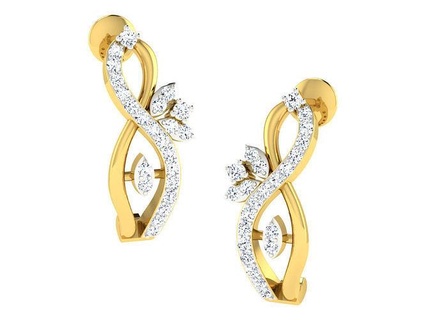 daimond earrings 3dm stl obj fbx render details hoop fine earring delicate canada jewelery fashion 3d 14mm gold printable white rose diamond light weight jewelry usa 3d print model - Mito3D