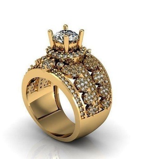 diamant bague platine gemme imprimable luxe or brillant argent bijoux anneaux engagement mariage bijou conception mode pendentif 3d print model - Mito3D