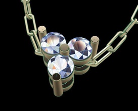 delicato 3 calcolo pendente 2mm gioielleria collana diamante donne femmina moda tendenze 3d print model - Mito3D