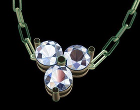 dainty 3 stone pendant 4mm jewelry diamond gem necklace antique vintage women lady trend fashion design pendants 3d print model - Mito3D