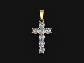 dainty 7 stone 4mm cross bell pendant jewelry diamond chain necklace charm vintage classic unisex jesus god religion religious fashion trends pendants 3d print model - Mito3D