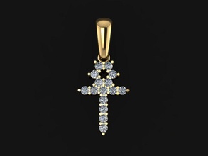 dainty ankh egyptian cross diamond pendant jewelry chain necklace religious religion women female men unisex fashion trends jewellery pendants 3d print model - Mito3D