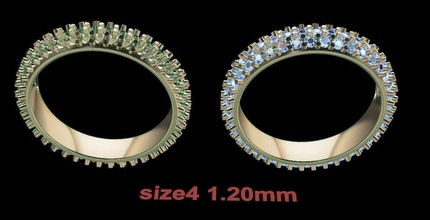 délicat grappe diamant infini bande size4 bijoux bague engagé engagement mariage correspondant 3d print model - Mito3D
