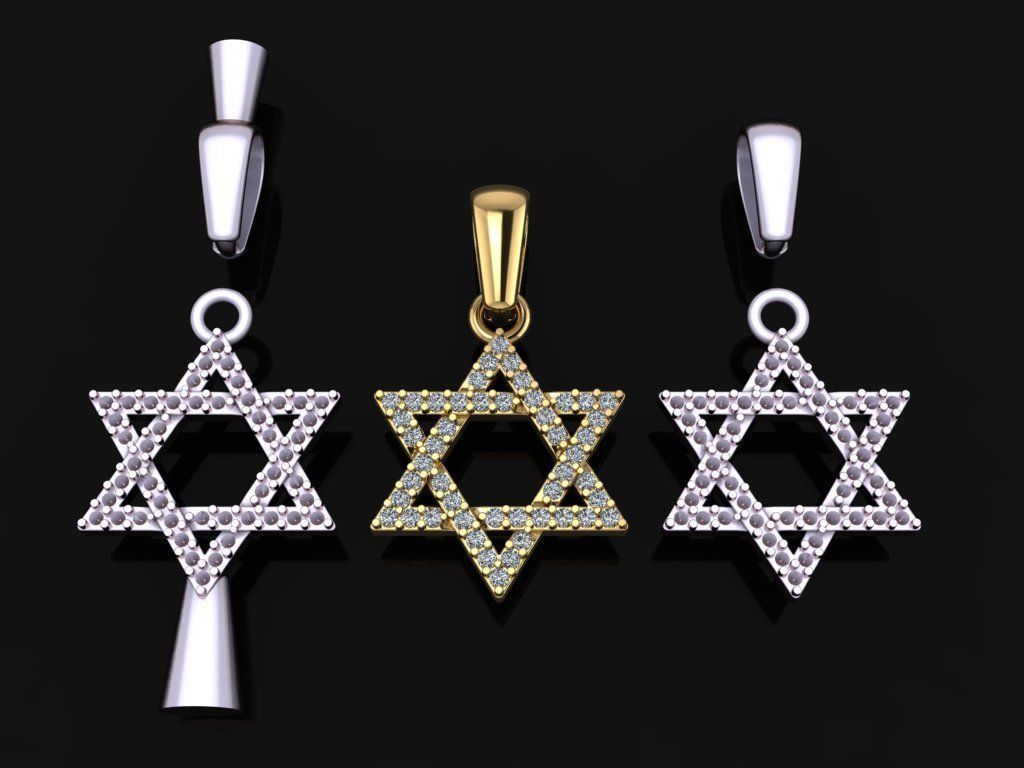 zierlich diamant david star anhänger schmuck kette halskette jahrgang mode frauen weiblich männlich unisex männer hiphop religion religiös judentum 3D print model - Mito3D