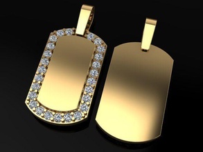 delicato diamante medaglietta riconoscimento bar pendente cane etichetta moda collana catena gioielleria uomini maschio femmina donna donne 3d print model - Mito3D