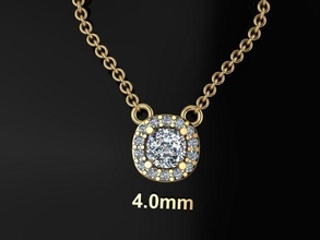 delicado diamante aureola amortiguar colgante pendiente 4mm joyería joya collar Clásico antiguo moderno tradicional retro hembra mujer tendencia Moda 3d print model - Mito3D