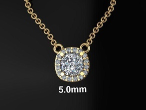 dainty diamond halo cushion pendant 5mm jewelry necklace vintage modern antique retro traditional fashion female women male trends jewellery pendants 3d print model - Mito3D