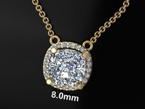 delicado diamante aureola amortiguar colgante pendiente 8mm joyería joya collar antiguo moderno Clásico Boda Moda 3d print model - Mito3D