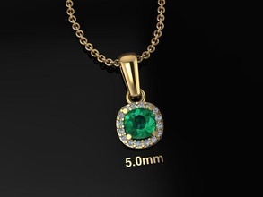 dainty diamond halo cushion pendant bell 5mm jewelry vintage antique diamonds gem stone necklace female women fashion trends pendants 3d print model - Mito3D
