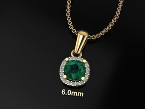 dainty diamond halo cushion pendant bell 6mm jewelry necklace women female trends fashion luxury engagement antique modern vintage pendants 3d print model - Mito3D