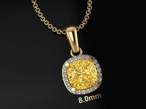 guloseima diamante aréola almofada pingente Sino 8mm joalheria tendências moda fêmea mulheres colar mulher 3d print model - Mito3D