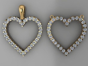 dainty diamond heart pendant larger size mix large style design necklace chain jewelry women female channel valentine luxury gold vintage antique pendants 3d print model - Mito3D