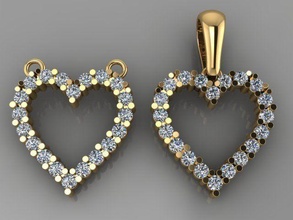 zierlich diamant herz anhänger mischen design stil halskette kette schmuck juwel gestalten liebe weiblich frauen mode trends jahrgang zubehör 3d print model - Mito3D