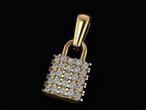 dainty diamond lock pendant jewelry necklace fashion trend modern vintage classic women female retro male printable pendants 3d print model - Mito3D
