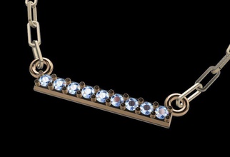 delicato diamante calcolo bar pendente gioielleria catena gemma collana stampabile moda design tendenza 3d print model - Mito3D