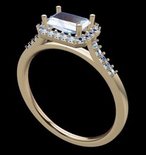 zierlich Smaragd Heiligenschein Engagement Ring Schmuck Diamant Stein Juwel engagieren Luxus Antiquität Jahrgang 3d print model - Mito3D