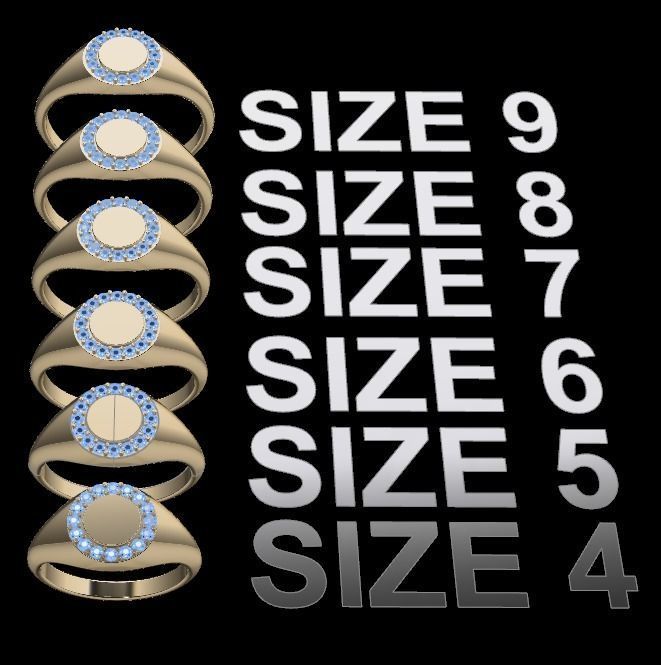 zierlich Heiligenschein Diamant Signet Ring mischen Größen Schmuck Antiquität modern Jahrgang Frauen weiblich Mode Design Trend 3D print model - Mito3D