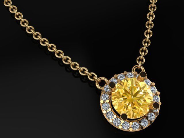 dainty halo pendant 6mm jewelry chain necklace accessory gold luxury jewel antique modern vintage diamond fashion trends women woman female pendants 3D print model - Mito3D