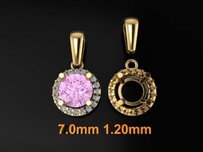 dainty halo pendant bell 7mm vintage antique modern traditional jewelry necklace chain diamond gem female women woman fashion trends trend pendants 3d print model - Mito3D