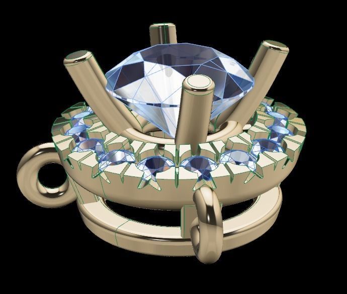 dainty halo stone pendant jewelry jewellry necklace fashion diamond gem brilliant cad jewellery printable beauty pendants 3D print model - Mito3D
