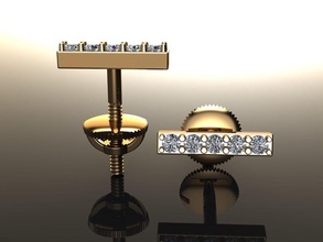 dainty stud row bar diamond earring studded jewelry jewel gem women female fashion trends vintage small luxury gold earrings 3d print model - Mito3D