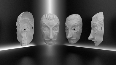 dali partido máscara casa papel di teatro bigote carnaval víspera santos imprimible artilugio series televisión netflix moda 3d print model - Mito3D
