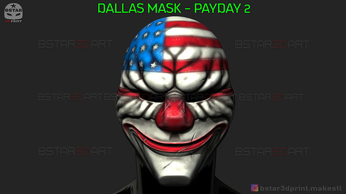 dallas mask - payday 2 halloween cosplay head helmet payday2 horror scary toys stl chains paypday hoxton wolf games pay day 3D print model - Mito3D