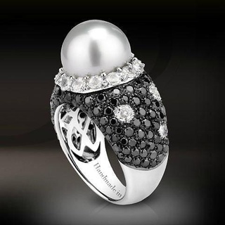 Damiani perle bague bijoux gemme or précieux diamant anneaux luxe bijou 3d print model - Mito3D