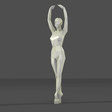figura danzante low poly art donne la scultura geometrica corpo lowpoly figurina il ballo moda persone statua deco forma poli carattere origami sculture 3d print model - Mito3D