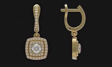 dangle earrings 3d print model english lock printable stl jewelry earring jewel modelling cnc prototype cgtrader diamonds gem gold jewellery bijouterie 3d print model - Mito3D