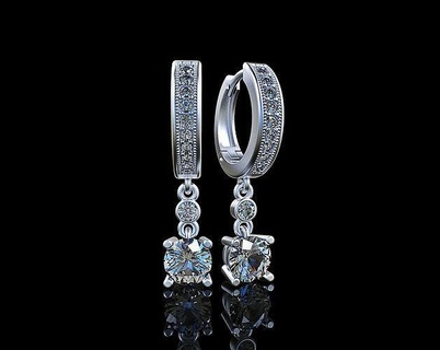 penzolare orecchini pietre gioielleria gemma oro argento diamante 3d modellazione creativo design rapido prototipazione rendering animazione lusso gioiello 3d print model - Mito3D