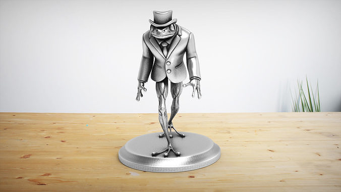 dapper sommozzatore rana uomo camminatore johny cappello attività commerciale gentile muscolare elegante cappotto completo johnnie passeggio arte sculture 3D print model - Mito3D