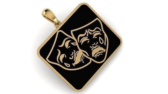 dark edition bs95 3d cad printable gold silver enamel rose poly leight weight black vintage art retro fancy pendant jewelry pendants 3d print model - Mito3D