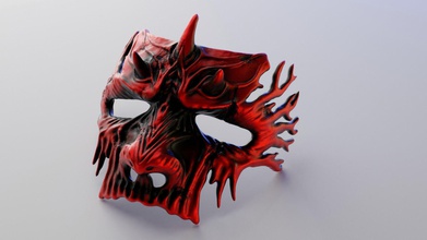 dark fantasy demon mask face halloween horror disguise gothic oni tree evil japanese goth japan gift wood costume cosplay prop games toys 3d print model - Mito3D