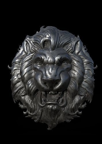 león oscuro impresión alivio imprimible plata diseño animal escultura cabeza arte colgante pendiente esculturas decoración bas tallado 3d print model - Mito3D